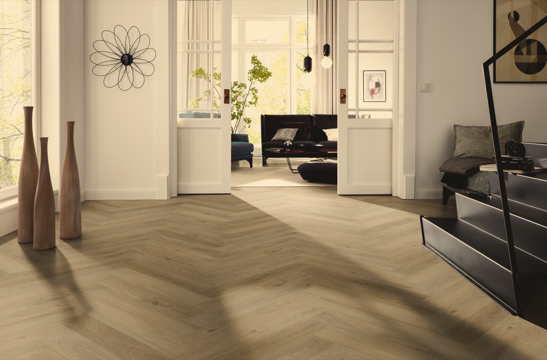 Design-Vorbilder Eiche, Beton und blauer Stahl 