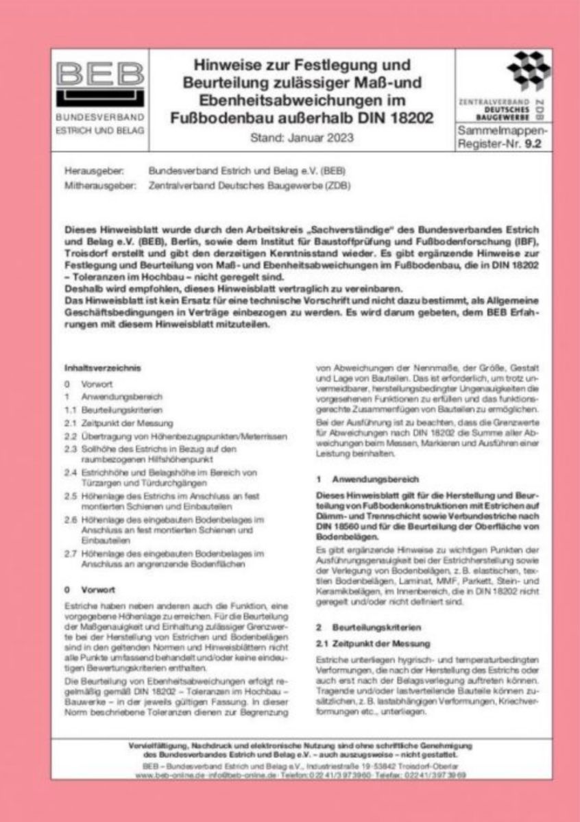 "BEB-Hinweisblatt 9.2 muss zurückgezogen werden"