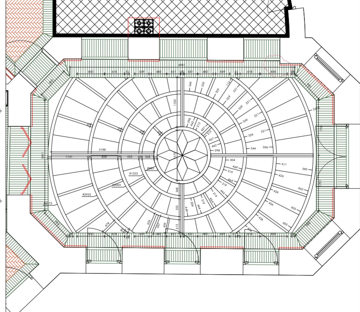 Sorgfältige Rekonstruktion eines Flechtmuster-Bodens 