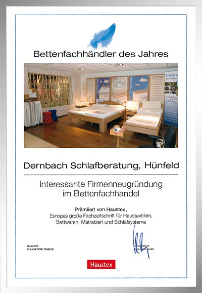 Dernbach-Bettenfachhändler Urkunde Dernbach