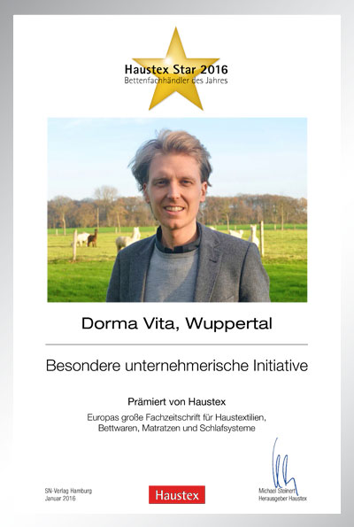 Dorma Vita-Bettenfachhändler Urkunde Dorma Vita