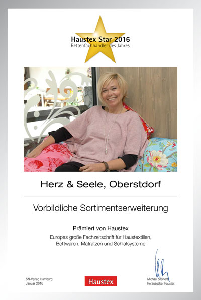 Herz & Seele by Högerle-Bettenfachhändler Urkunde Herz & Seele by Högerle