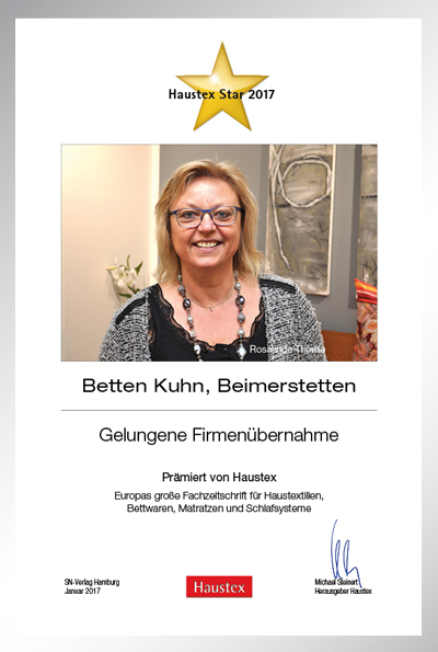 Betten Kuhn-Bettenfachhändler Urkunde Betten Kuhn