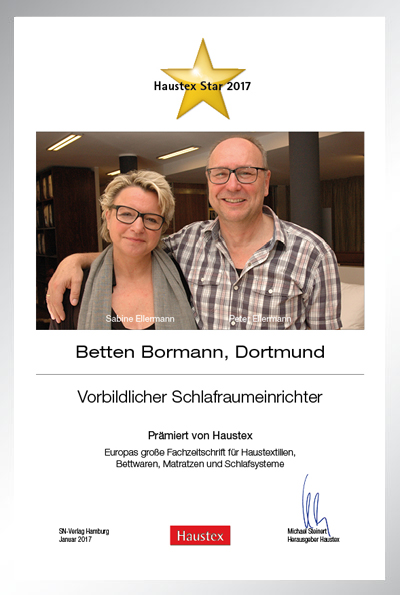 Betten Bormann-Bettenfachhändler Urkunde Betten Bormann