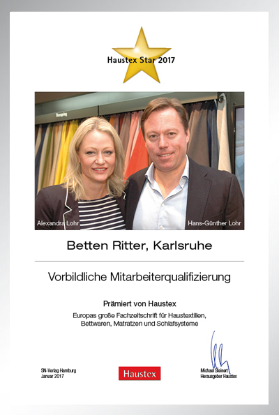 Betten Ritter-Bettenfachhändler Urkunde Betten Ritter