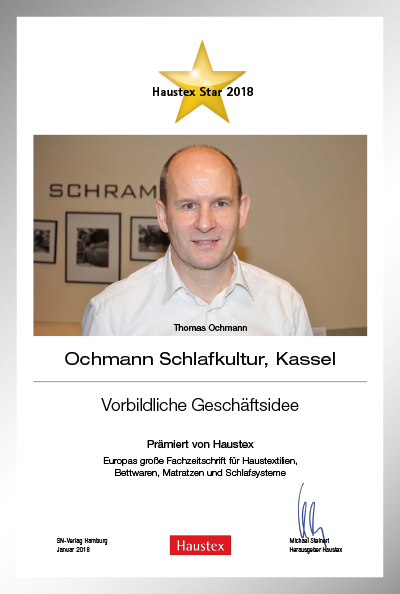 Ochmann Schlafkultur-Bettenfachhändler Urkunde Ochmann Schlafkultur