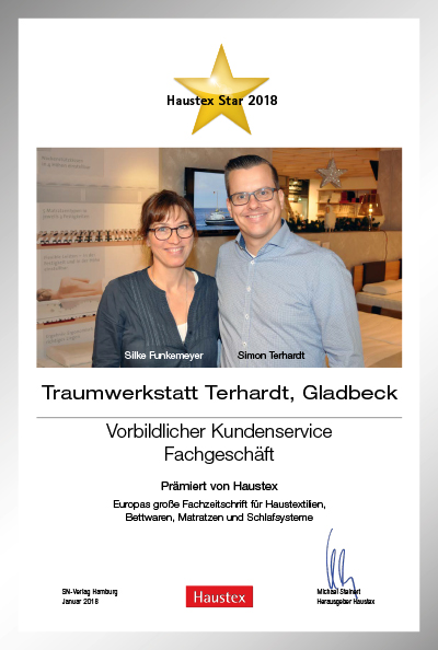 Traumwerkstatt Terhardt-Bettenfachhändler Urkunde Traumwerkstatt Terhardt