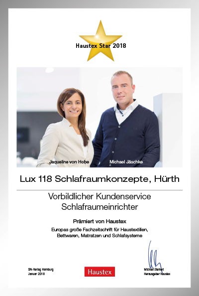 Lux 118-Bettenfachhändler Urkunde Lux 118