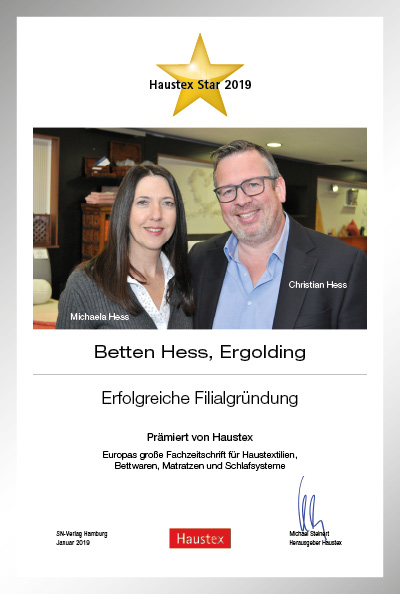 Betten Hess-Bettenfachhändler Urkunde Betten Hess