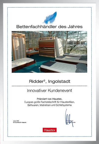 Ridder2-Bettenfachhändler Urkunde Ridder2