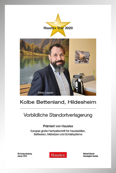 Kolbe Bettenland-Bettenfachhändler Urkunde Kolbe Bettenland