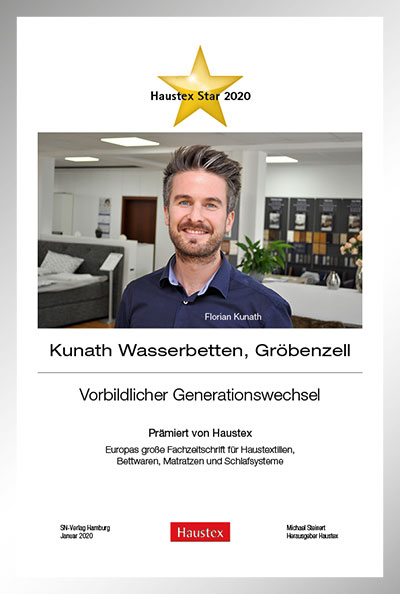 Kunath Wasserbetten-Bettenfachhändler Urkunde Kunath Wasserbetten
