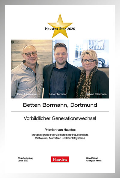 Betten Bormann-Bettenfachhändler Urkunde Betten Bormann