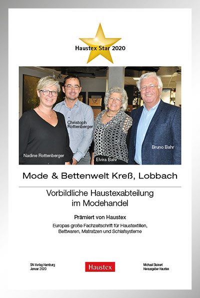 Mode & Bettenwelt Kreß-Bettenfachhändler Urkunde Mode & Bettenwelt Kreß