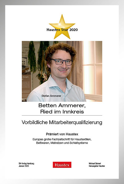 Betten Ammerer-Bettenfachhändler Urkunde Betten Ammerer