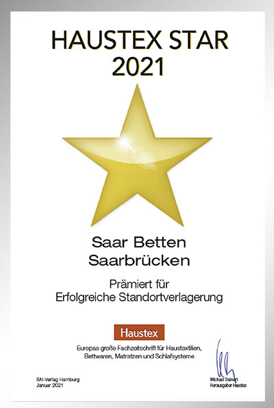 Saar Betten-Bettenfachhändler Urkunde Saar Betten