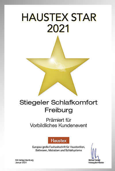 Stiegeler Schlafkomfort-Bettenfachhändler Urkunde Stiegeler Schlafkomfort