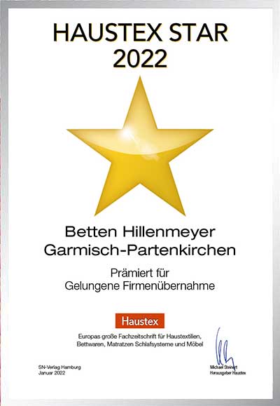 Betten Hillenmeyer-Bettenfachhändler Urkunde Betten Hillenmeyer