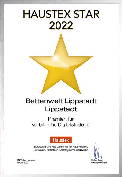Bettenwelt Lippstadt-Bettenfachhändler Urkunde Bettenwelt Lippstadt