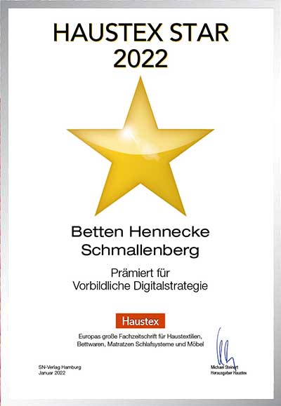 Betten Hennecke-Bettenfachhändler Urkunde Betten Hennecke