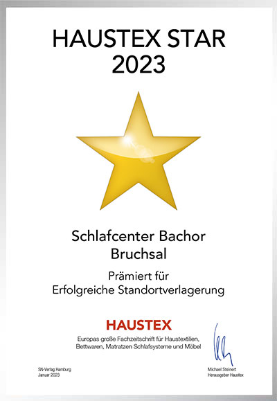 Schlafcenter Bachor-Bettenfachhändler Urkunde Schlafcenter Bachor