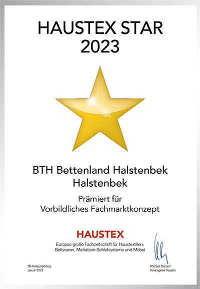 BTH Bettenland Halstenbek-Bettenfachhändler Urkunde BTH Bettenland Halstenbek