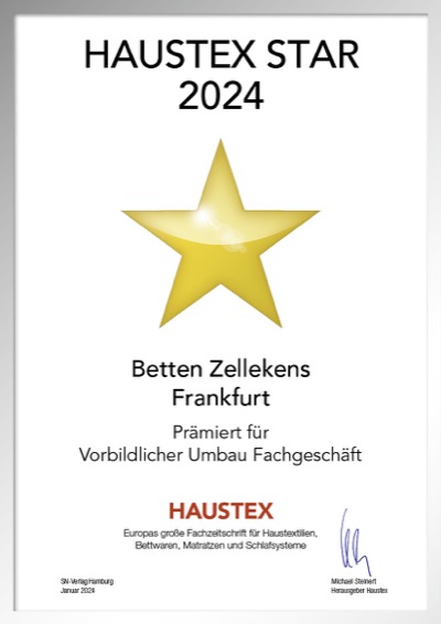 Betten-Zellekens -Bettenfachhändler Urkunde Betten-Zellekens