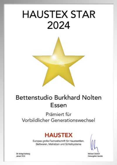Bettenstudio Burkhard Nolten GmbH-Bettenfachhändler Urkunde Bettenstudio Burkhard Nolten GmbH