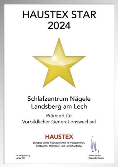 Schlafzentrum Nägele e.K.-Bettenfachhändler Urkunde Schlafzentrum Nägele e.K.