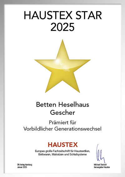 Betten Heselhaus-Bettenfachhändler Urkunde Betten Heselhaus