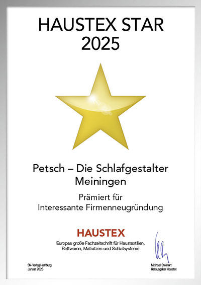 Petsch – Die Schlafgestalter / Schmalcalda Handels GmbH-Bettenfachhändler Urkunde Petsch – Die Schlafgestalter / Schmalcalda Handels GmbH