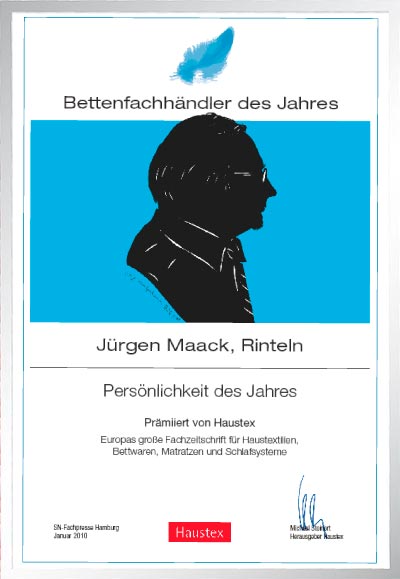 Betten Maack e.K.-Bettenfachhändler Urkunde Betten Maack e.K.