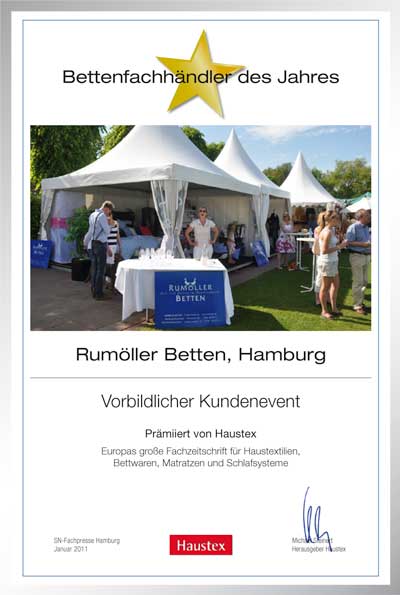 Theodor Rumöller e.K.-Bettenfachhändler Urkunde Theodor Rumöller e.K.