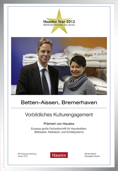 Betten-Aissen-Bettenfachhändler Urkunde Betten-Aissen