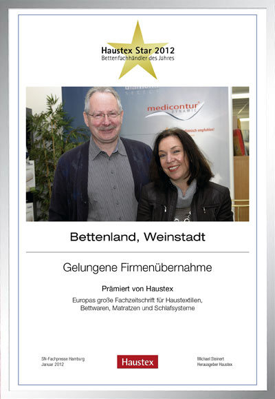 Bettenland Weinstadt-Bettenfachhändler Urkunde Bettenland Weinstadt