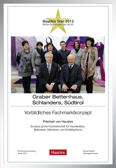 Graber Bettenhaus-Bettenfachhändler Urkunde Graber Bettenhaus