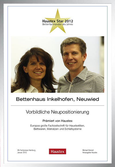 Bettenhaus Inkelhofen-Bettenfachhändler Urkunde Bettenhaus Inkelhofen