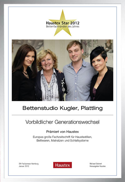 Bettenstudio Kugler-Bettenfachhändler Urkunde Bettenstudio Kugler