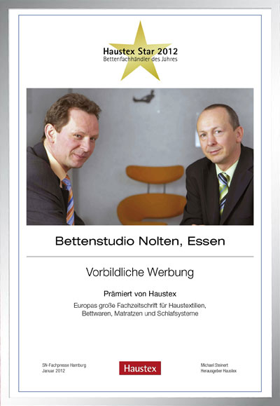 Bettenstudio Nolten-Bettenfachhändler Urkunde Bettenstudio Nolten