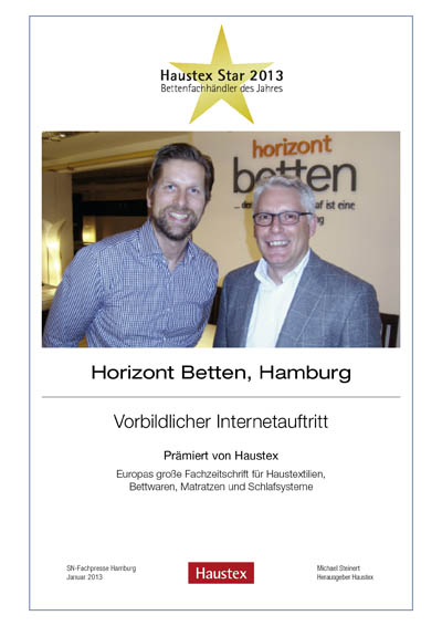 Horizont Betten-Bettenfachhändler Urkunde Horizont Betten