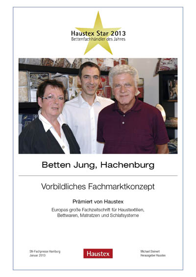 Betten Jung GmbH-Bettenfachhändler Urkunde Betten Jung GmbH