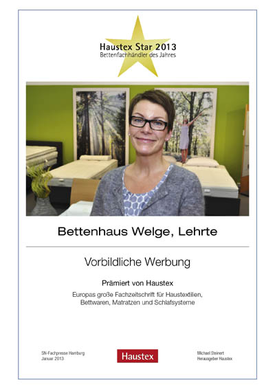Bettenhaus Heinrich Welge-Bettenfachhändler Urkunde Bettenhaus Heinrich Welge