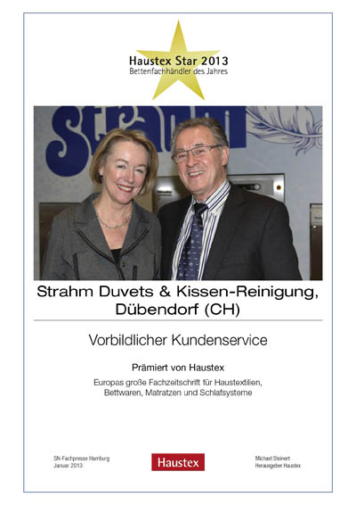 Betten-Kompetenz Center Strahm AG-Bettenfachhändler Urkunde Betten-Kompetenz Center Strahm AG