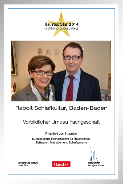 Rabolt Schlafkultur-Bettenfachhändler Urkunde Rabolt Schlafkultur