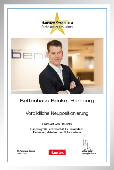 Bettenhaus Benke-Bettenfachhändler Urkunde Bettenhaus Benke