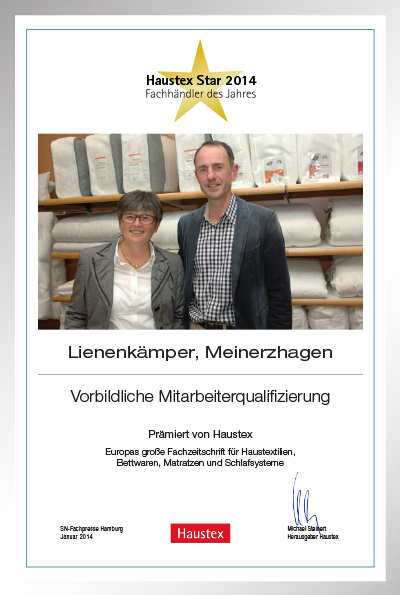 Lienenkämper e.K.-Bettenfachhändler Urkunde Lienenkämper e.K.