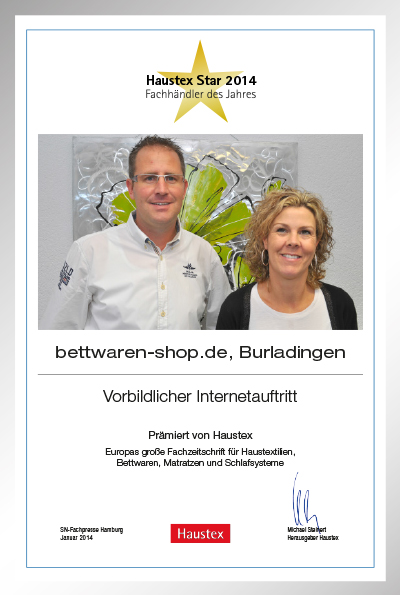 Bettwaren-Shop Holger Genkinger-Bettenfachhändler Urkunde Bettwaren-Shop Holger Genkinger