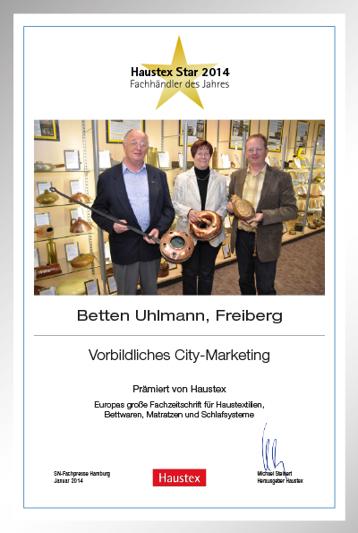Betten Uhlmann-Bettenfachhändler Urkunde Betten Uhlmann