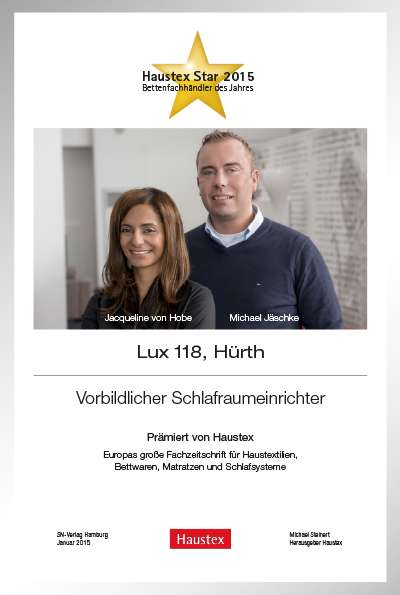 Lux 118 Schlafraumkonzepte-Bettenfachhändler Urkunde Lux 118 Schlafraumkonzepte
