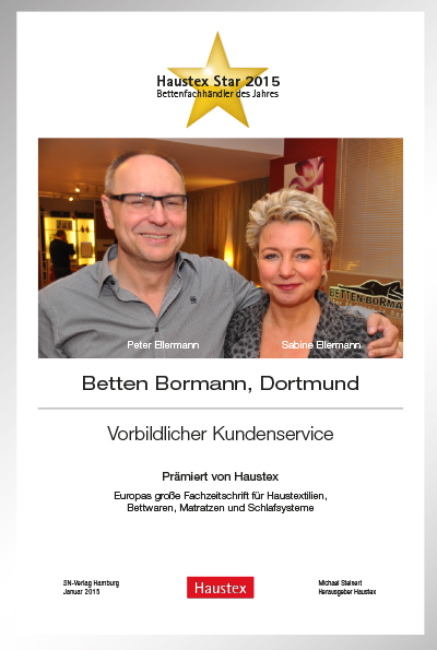 Betten Bormann-Bettenfachhändler Urkunde Betten Bormann